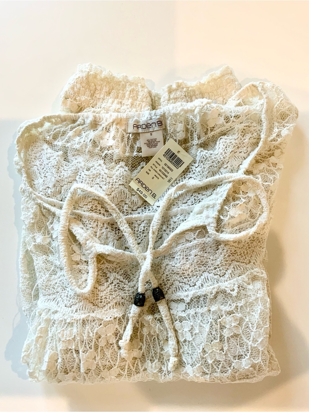 Arden B. Cream Lace Peasant Blouse